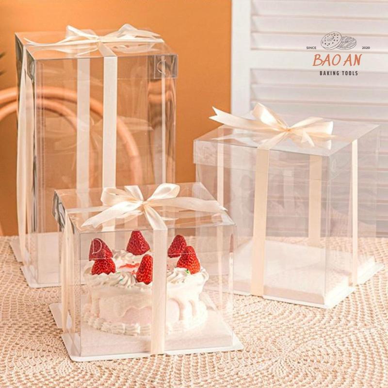 Hộp mica trong đựng bánh sinh nhật, đựng quà (chưa bao gồm dây)