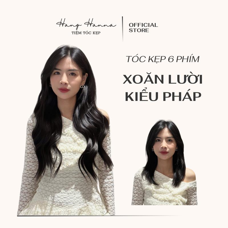 New Arrival 2025 - Tóc Kẹp 6 Phím Xoăn Lười Kiểu Pháp - Tóc kẹp phím Hằng Hanna
