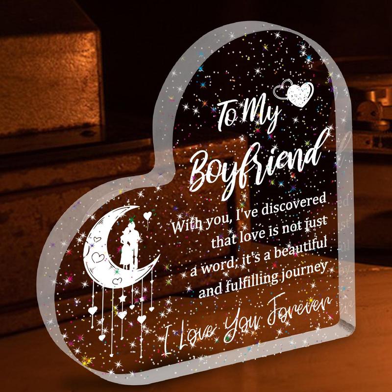 Product Introduction of Heart Shaped Acrylic Plaque, Creative Transparent Acrylic Plaque, Desktop Decoration Sign for Home Office, Gift for Boyfriend, Birthday Gift, Valentine's Day Gift Idea 0