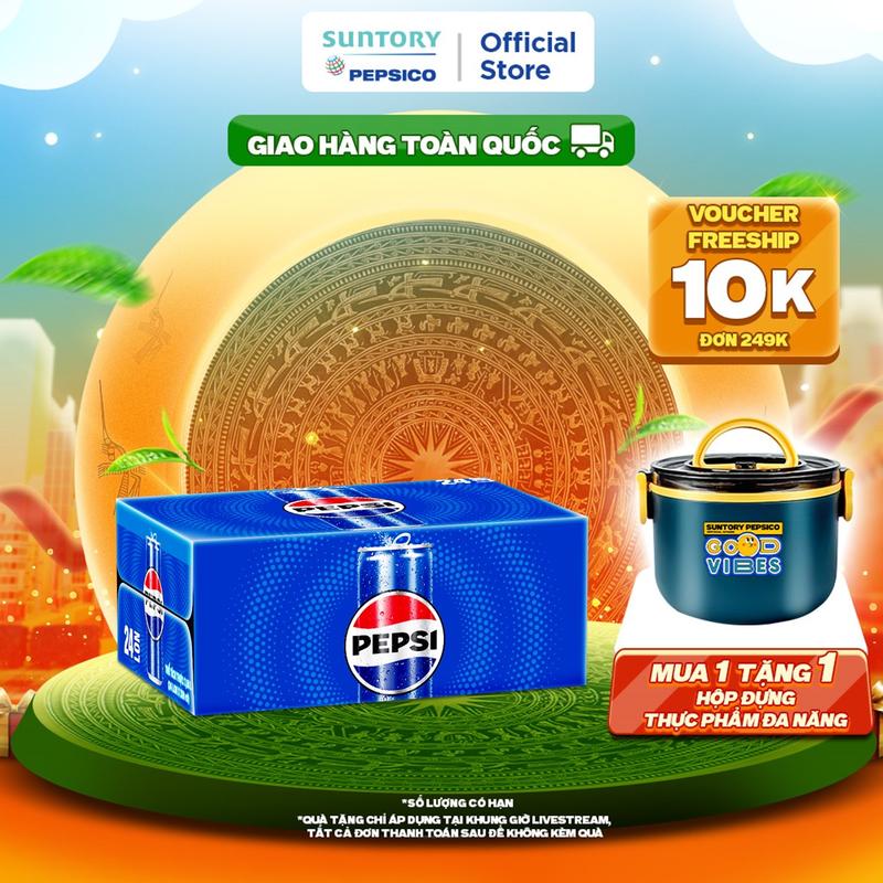 Thùng 24 Lon Nước Ngọt Có Gaz Pepsi (320ml hoặc 350ml/lon)