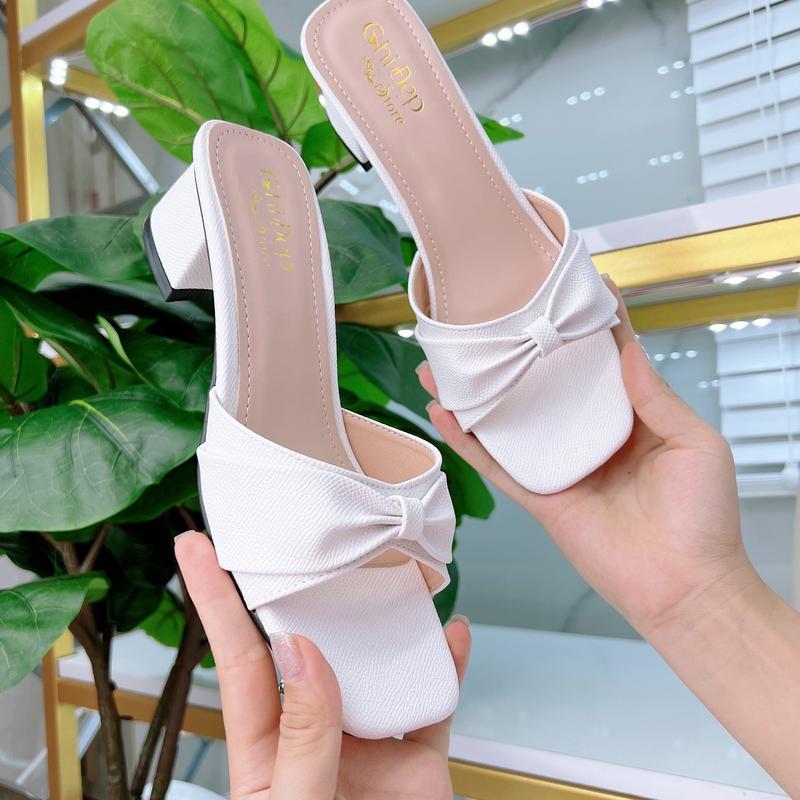 Guốc cao gót nữ quai nơ 5 phân , giày cao gót vuông 5cm Chị Đẹp Store mã CD115 0
