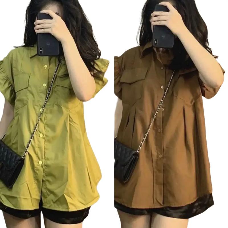 Set Đồ Nữ Đẹp Sang Chảnh Bigsize Quần Đùi Áo Sơ Mi Cánh Tiên ESHOP Set Babydoll Nữ Bánh Bèo Kiểu Đẹp Đi Chơi Top Women