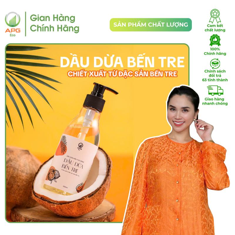 Dầu Dừa Nấu Thủ Công APG ECO Chiết Xuất Từ Đặc Sản Bến Tre Chai 250ML