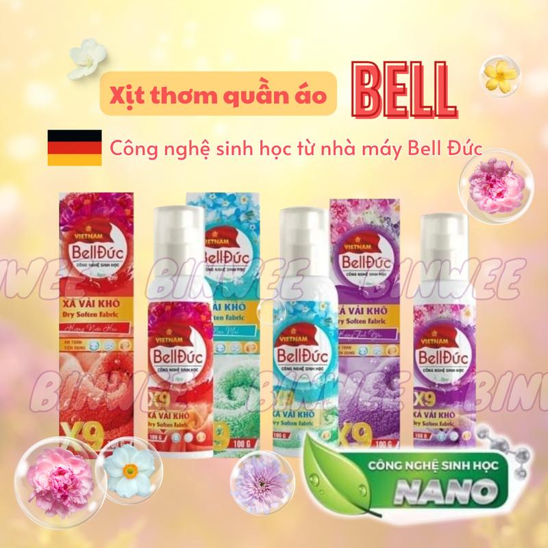Xịt thơm quần áo xả vải khô Bell Đức 100ml lưu hương 48h chống nhắn làm mềm vải khử mùi hôi ẩm mốc Dầu Thơm Phòng Dầu Thơm