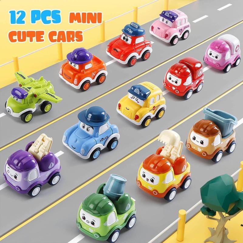LULULIA Toys for 1 Year Old Boys Gifts, 12 Pcs Pull Back Cars Toddler Toy Cars for 1 2 Year Olds, 1st Birthday Gifts for Boys Girls, Christmas Baby Gifts Boys Toys Age 1 4