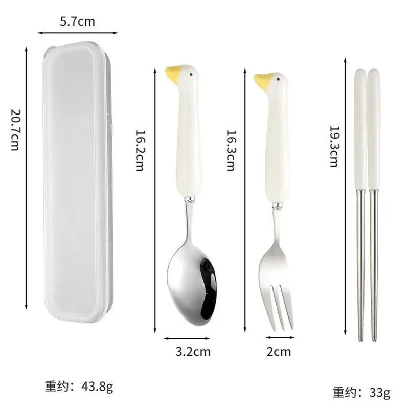 Bộ Muỗng Đũa Thìa Hình Con Vịt Cute Dùng Cho Cá Nhân, Trẻ Em - Bộ Đồ Ăn Di Động Văn Phòng, Sinh Viên, Du Lịch 8