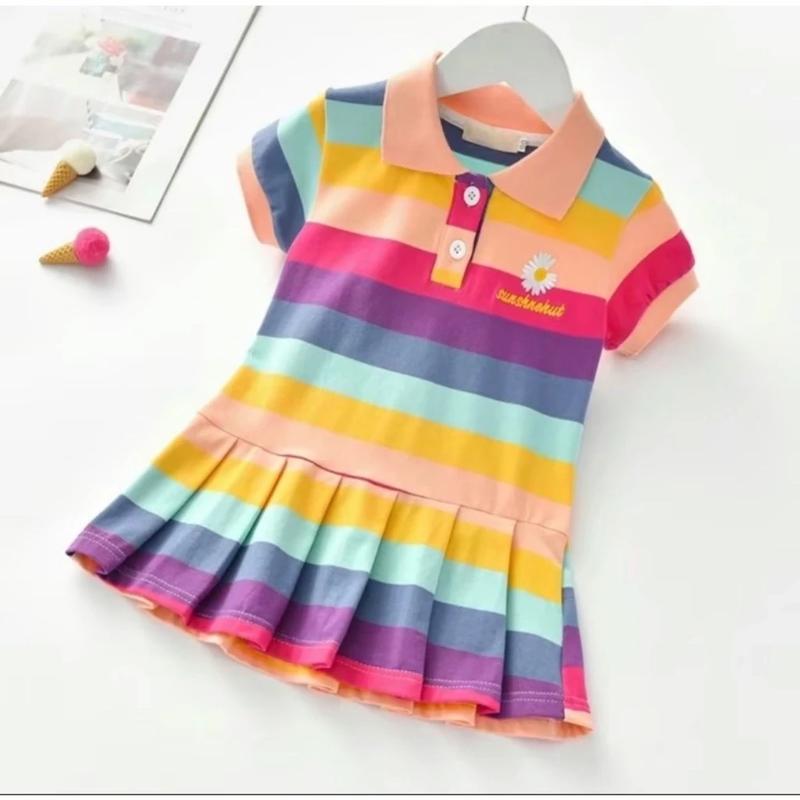 Váy cầu vồng đuôi cá cho bé gái cổ polo thêu hình 9-35kg quần áo đồ