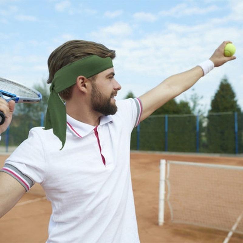 Sports Stretch Headband Tennis Bandana Men Women Sweatband Athletic Hair Band Tennis Basketball Running Workout Sweat Wicking Head Wrap 4