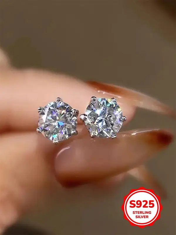 925 Sterling Silver Fashionable Square Shaped Rhinestone Decorated Earrings, Elegant Jewelry for Women, Trendy All-match & Exquisite Jewelry for Birthday Gift 0