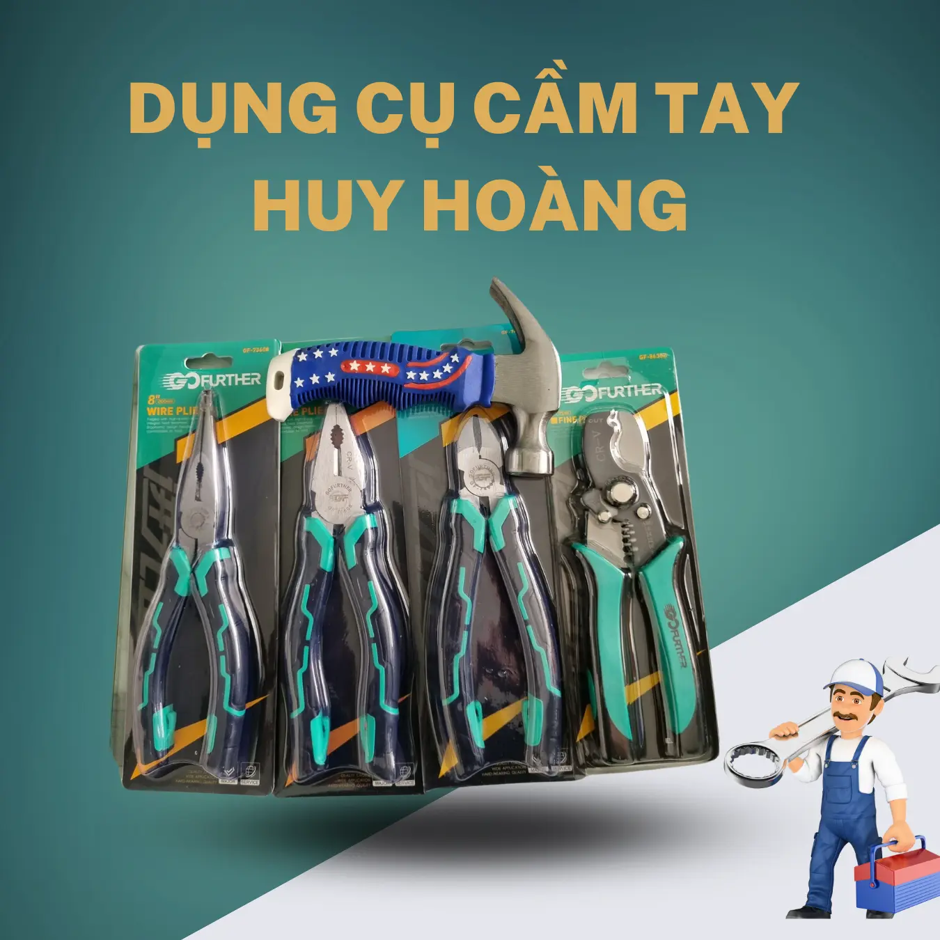 Combo 5 món sửa chữa 4 kìm ( cắt, tuốt , điện , nhọn  ) , 1 búa lùn