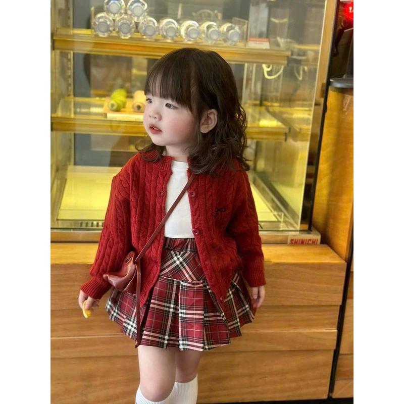 Quynhanhshop 10kg-28kg set áo 3ct áo len thừng kết hợp chân váy dạ cho bé gái cực xinh diện noel và tết