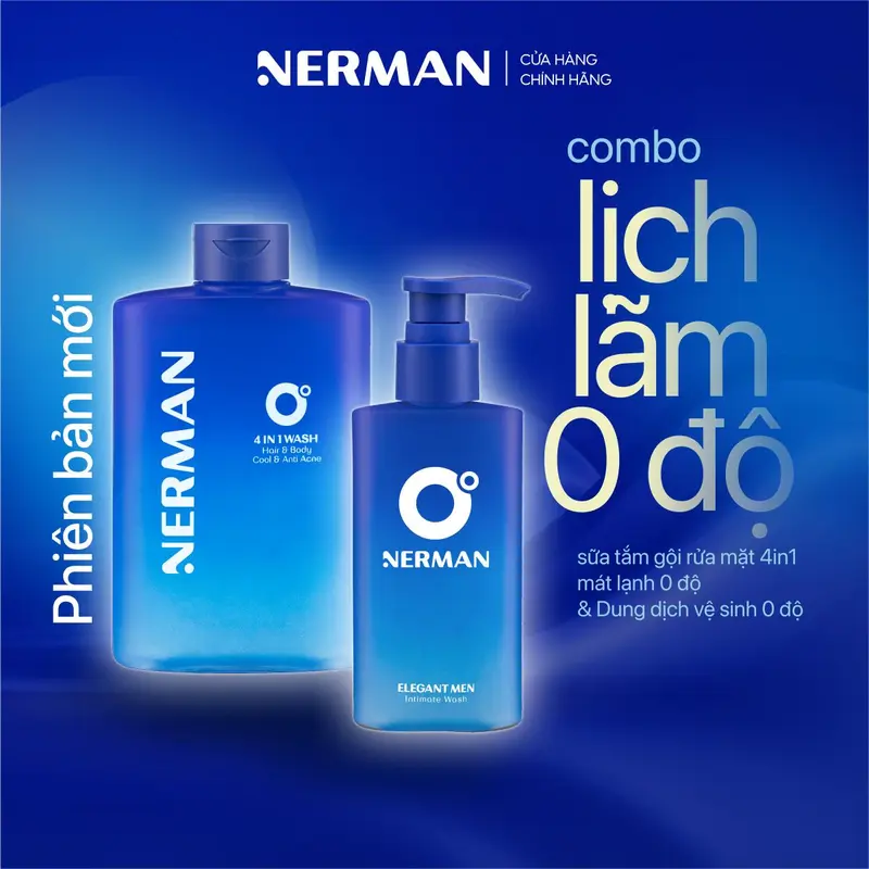 Combo lịch lãm Nerman - Sữa tắm gội cho nam 350ml & DDVS nam giới 100ml NER 1