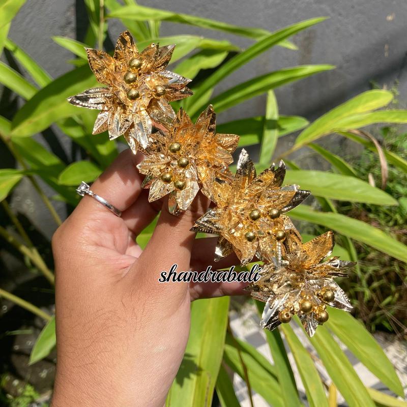 Semanggi Bunga Aksesoris Hiasan Sanggul Rambut isi 4 Tunjung Sari Mutiara Krengseng Cucuk Mahkota Tusuk Konde 6