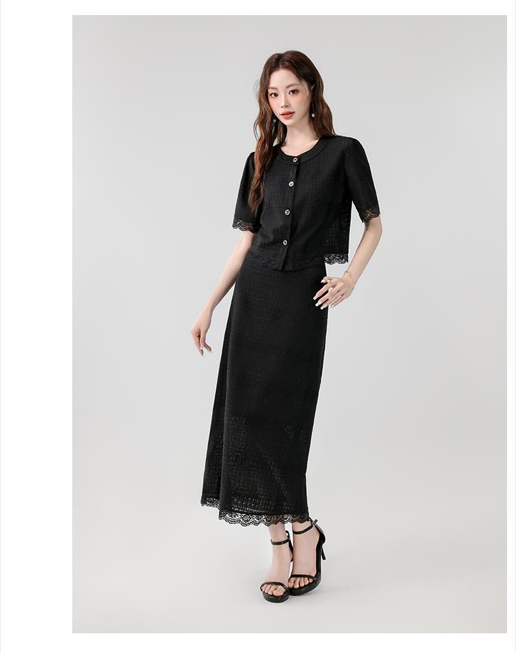 Product Introduction of Exclusive New High-End Dress 2025 Summer New Elegant Small Fragrance Style Heavy Lace Cover-Up Slimming Long Set Dress Luxury Women's Fashion 12