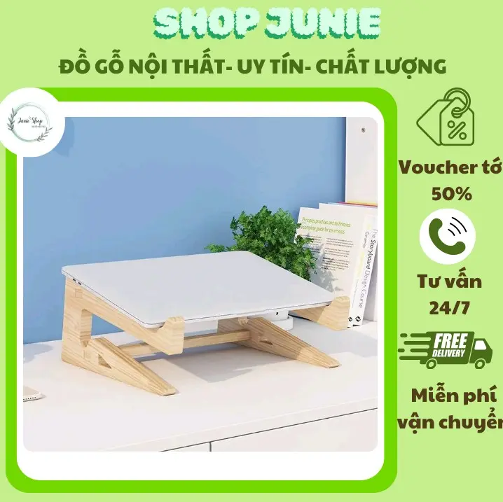 Kệ, Gía đỡ Laptop và Macbook Bằng Gỗ Cao Cấp Chính Hãng,Sơn bóng PU màu cánh dán, Tản Nhiệt Tự Nhiên, Có Khe Để Bàn Phím, Dễ Dàng Tháo Lắp 3