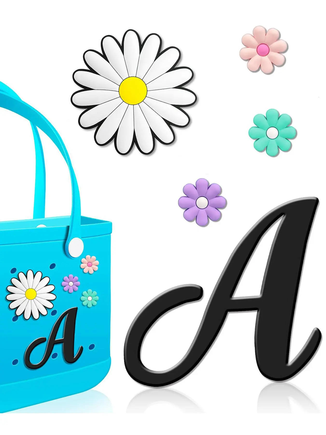 Letter & Daisy Designed Bag Charm, Fashionable Bag Accessories for Women & Girls, Trendy All-match & Exquisite Bag Decoration for Birthday Gift