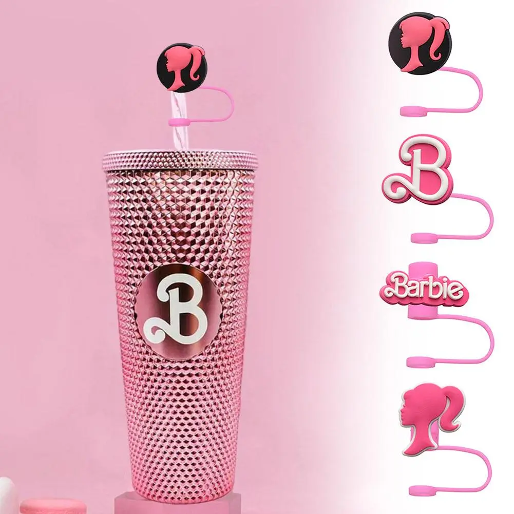 Nắp Đầu Ống Hút Silicon, Màu Hồng Barbie, Chống Bụi, Có Thể Tái Sử Dụng, Bảo Vệ Uống Nước, Nắp Bọc BPA, R3R8
