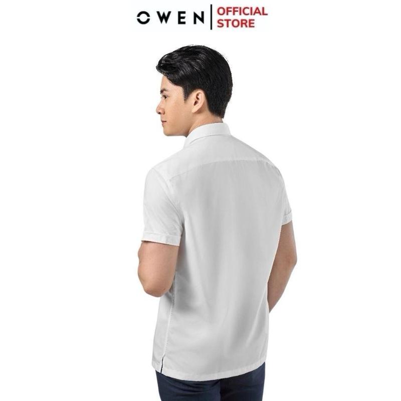 [Owen] Sơ mi Nano trắng ngắn tay Owen chính hãng form Bodyfit, Regularfit 3
