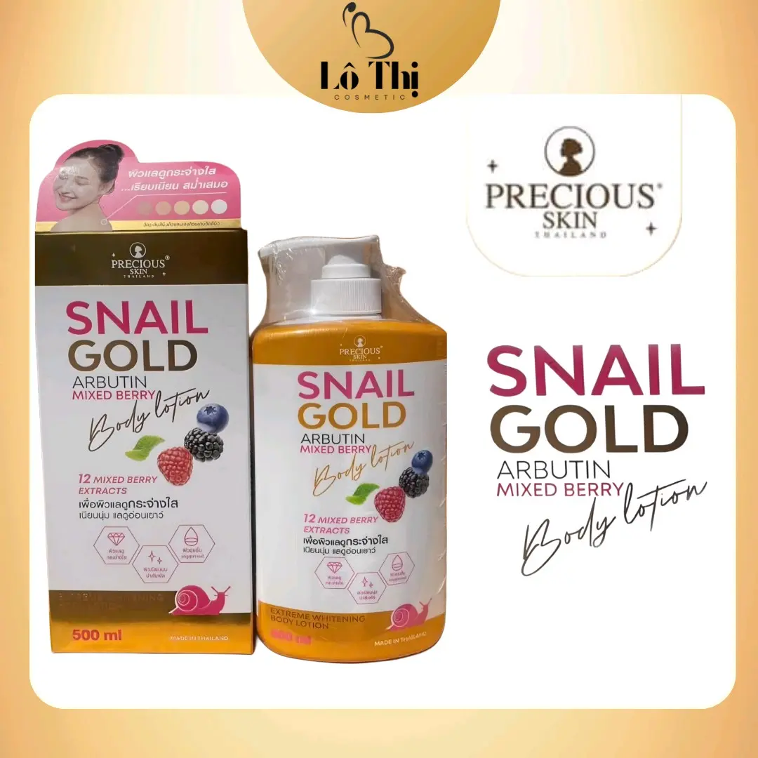 [MẪU MỚI] Dưỡng thể SNAIL GOLD Arbutin Mixed Berry - PRECIOUS SKIN 500ml - Lô Thị Dưỡng Da Body Làm Đẹp Da kembody snailgold sữa