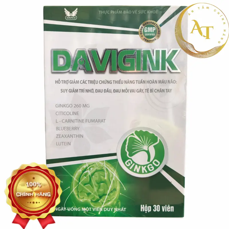 [CHÍNH HÃNG] VIÊN UỐNG DAVIGINK HỘP 30 VIÊN CẢI THIỆN THIỂU NĂNG TUẦN HOÀN NÃO 1