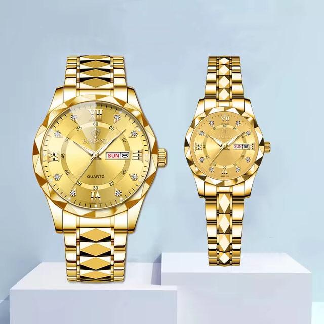  Đồng Hồ Đôi Nam Nữ BINBOND Chính Hãng Y12 Dây Thép Đúc Khóa Đôi Chống Gỉ Không Thấm Nước Đồng Hồ Cặp Đôi Có Lịch Ngày Thứ Kiểu Dáng Thời Trang Sang Trọng  Tặng Kèm Cây Tháo Chốt Pin 3v Và Hộp  