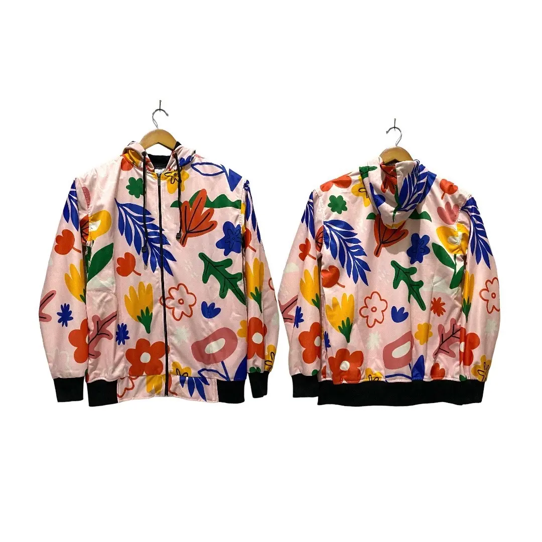 JAKET OLAHRAGA WANITA MOTIF BUNGA FULL PRINTING