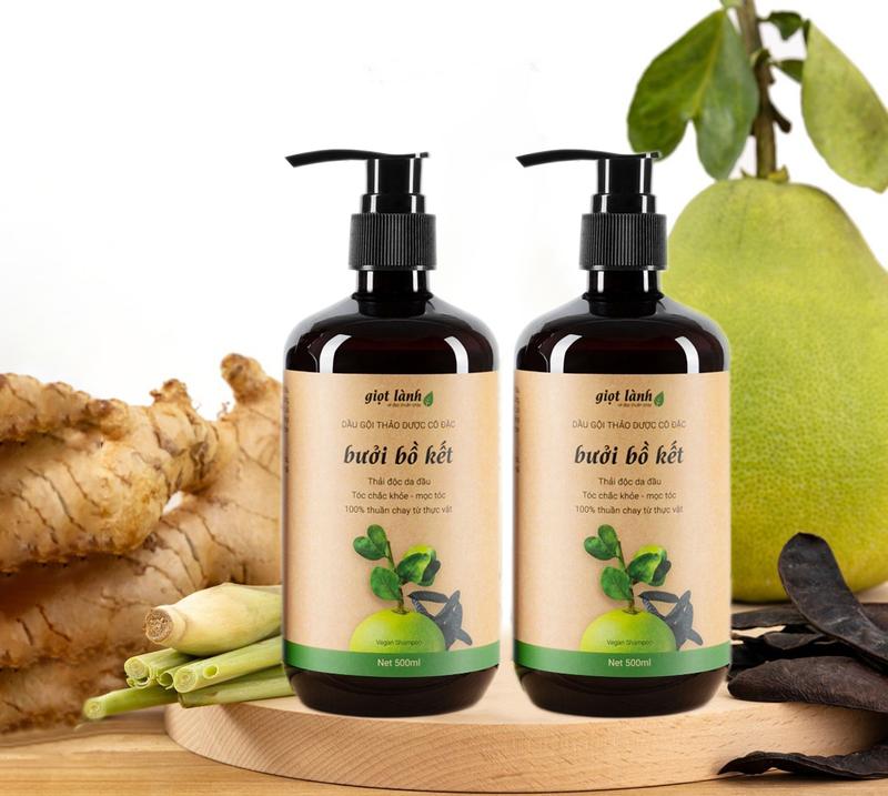 [Combo 2 chai] Dầu gội thảo dược Bồ kết - Bưởi chăm sóc tóc Giọt Lành 500ml