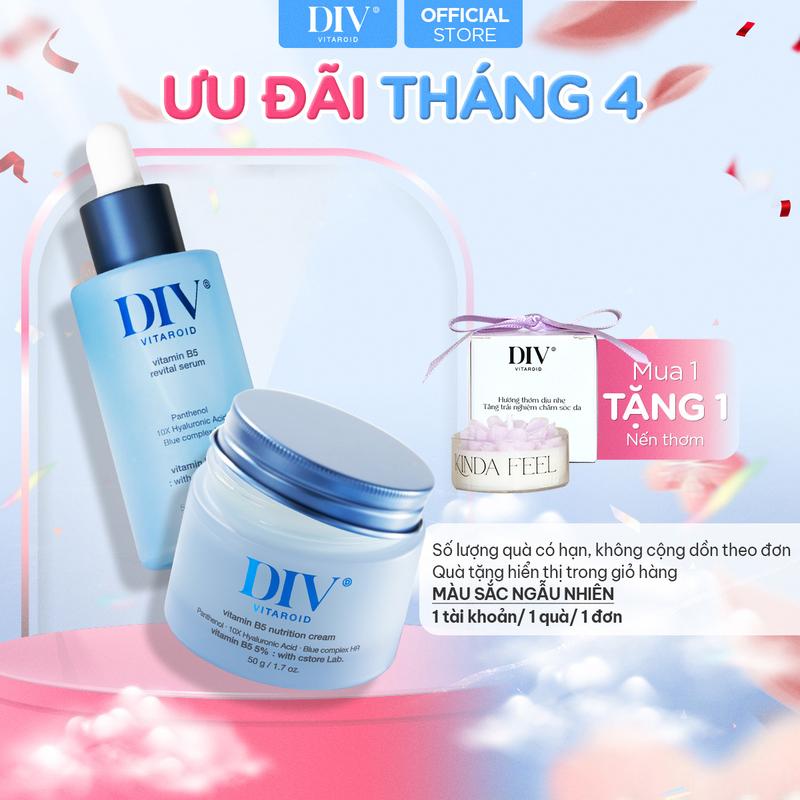 Bộ Đôi Dưỡng Ẩm Làm Dịu Da 5% Panthenol Vitamin B5 DIV [Serum 50ml + Kem Dưỡng 50gram] Skincare