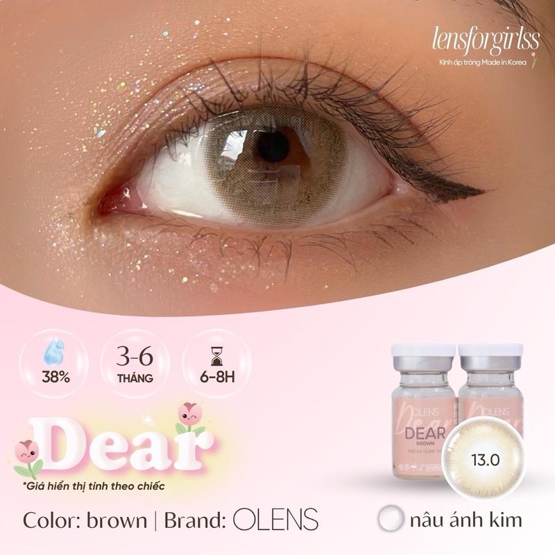  Kính áp tròng nâu sáng ánh kim DEAR BROWN chính hãng Olens | HSD 3-6 tháng | Lens cận | LENSFORGIRLSS 