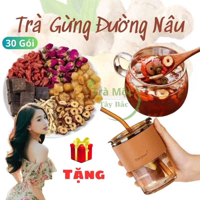 Trà Gừng Đường Nâu Táo Đỏ (Gừng, Táo Đỏ, Kỷ Tử, Long Nhãn, Nụ Hồng, Đường Nâu – Bổ Khí Huyết, Hỗ Trợ Tuần Hoàn, Tăng Đề Kháng Tea chè nước trà - Trà Mộc Tây Bắc