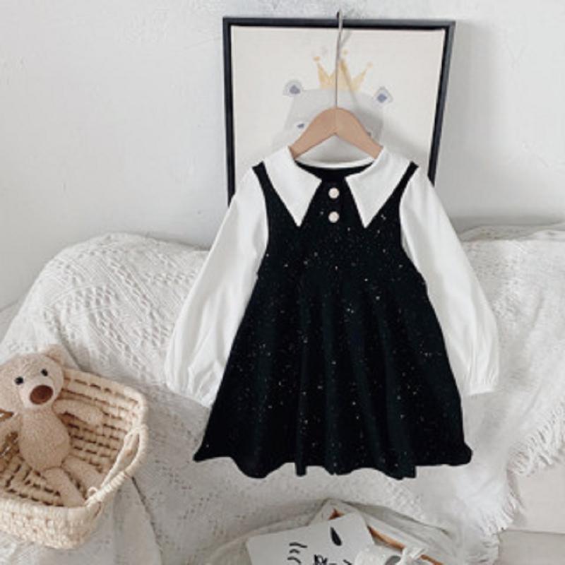KFO58-Dress Anak Perempuan Gaun Pesta Lengan Panjang Elegant Black Glitery 0