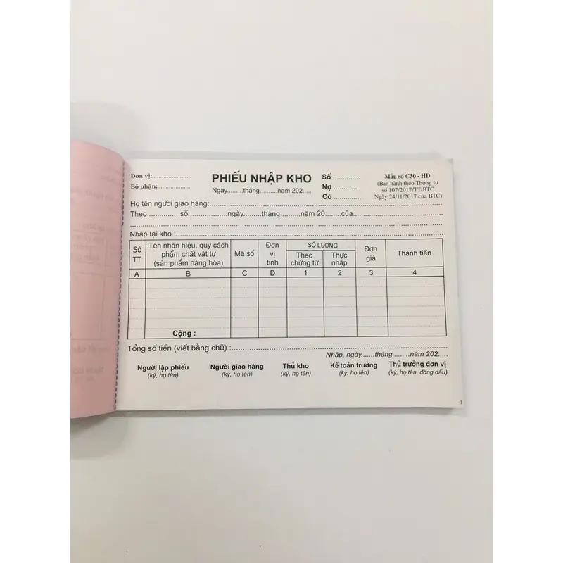 Phiếu nhập kho/ xuất kho 2 liên A5 - loại đẹp 3