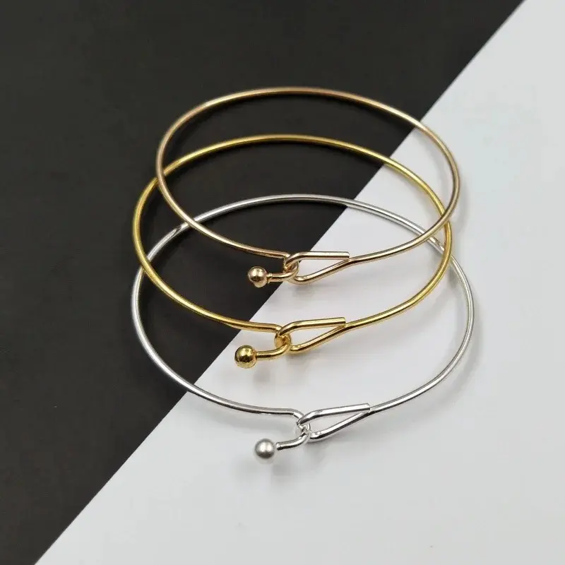 Accessories Simple and Versatile Solid Color Silver  Plated Handmade Material Copper Iron Open Bracelet Women's Fashionable Accessories