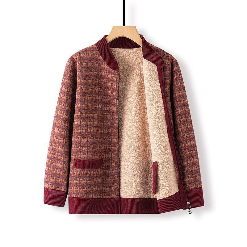 Quần Áo Mùa Xuân Và Mùa Đông Cho Mẹ, Áo Hoodie Nhung Mới, Dành Cho Phụ Nữ Trung Người Già, Áo Cardigan Có Khóa Kéo, Phong Cách Phương Tây Thường Ngày Thích Hợp Cho Phụ Nữ Trung Người Già Và Cao Tuổi, Áo Khoác Mùa Thu 6