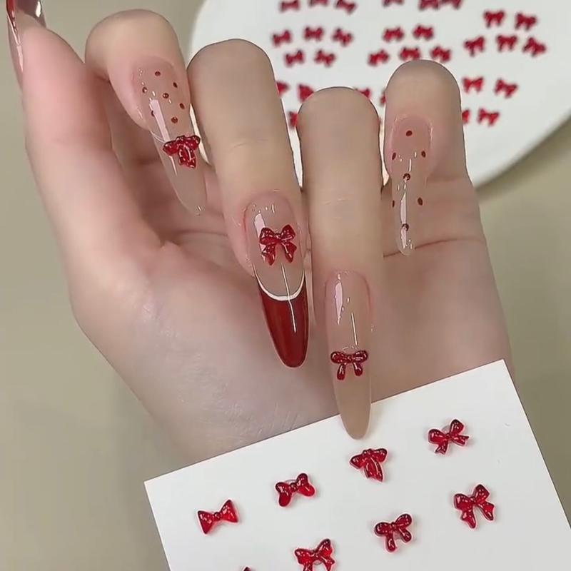  Sét Cham nơ nhựa mixx mẫu  sét khoảng 100 cái  sẵn 2 màu - phụ kiện làm nail 