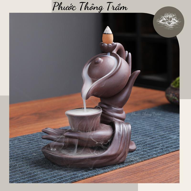 Thác Khói Trầm Hương Hình Ấm Trà Trầm Hương Khói Ngược Phong Thủy Trang Trí Xông Nhà Cửa - Phước Thông Trầm - Dầu Thơm Phòng Dầu Thơm Nước Hoa