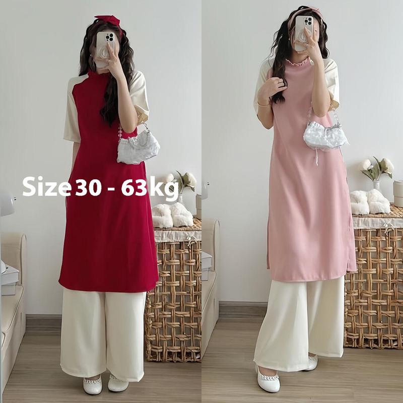 Bộ áo dài cách tân nữ Tết 2025 tay lỡ mặc đi chơi Tết - đi lễ chùa - đi dự tiệc cực xinh
