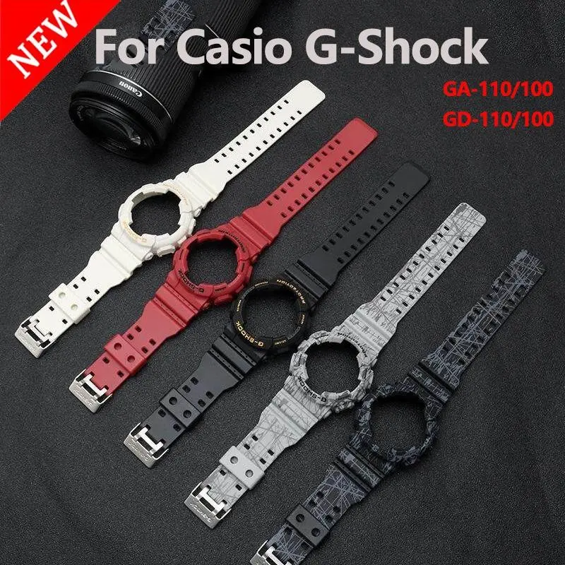 ชุดสายนาฬิกาซิลิโคน พร้อมเคสสำหรับ Casio G-SHOCK ชาย GA-110 GA100 GA120 GA-140 GD-120/100/110/140 GLS-100/110 GAX100 110 รวมเครื่องมือติดตั้ง