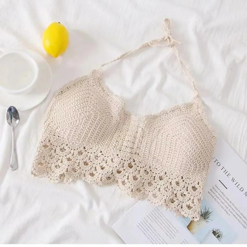 Product Introduction of Top Women  Áo Hở Eo Đi Biển, Dành Cho Nữ, Che Khoét Lỗ, Thiết Kế Phối Cảnh, Có Tua Rua, Dây Đeo Spaghetti Áo Ba Lỗ Có Đệm Ngực, Không Lưng, Có Giá Đỡ Cổ 6