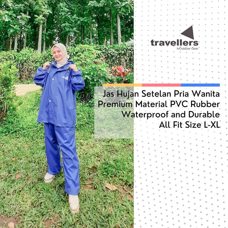 Traveller Jas Hujan Premium Setelan Celana Pria Wanita Raincoat 1