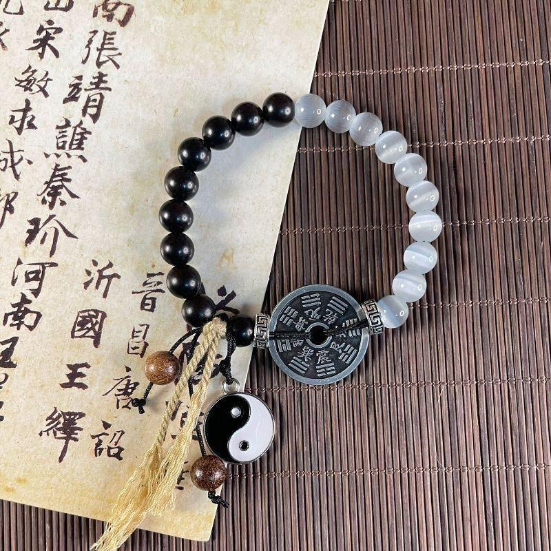Vòng Tay Chi Tiêu Ma Núi, Phong Cách Trung Quốc Cổ Đại Zen, Thiết Kế Đặc Biệt, Phong Cách Cổ Điển Hình Tám Bức Tranh Món Khai Vị, Dễ Phối Đồ, Hàng Mới Về vòng  tay Móc Khoá Phụ Kiện 2