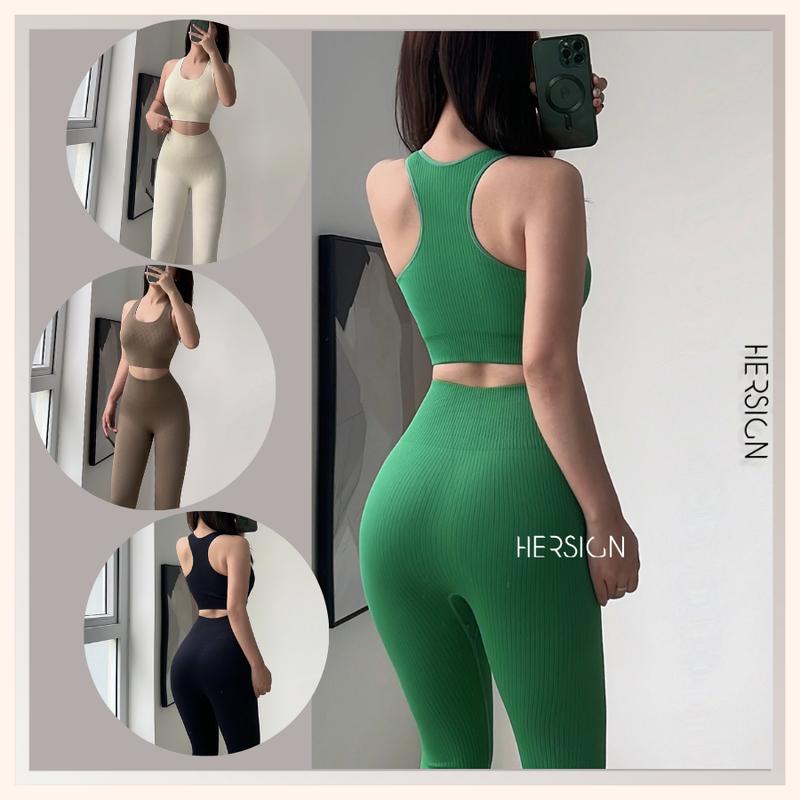 Set đồ tập gym nữ Đồ tập yoga nữ áo bra thể thao quần legging HERSIGN-SET163