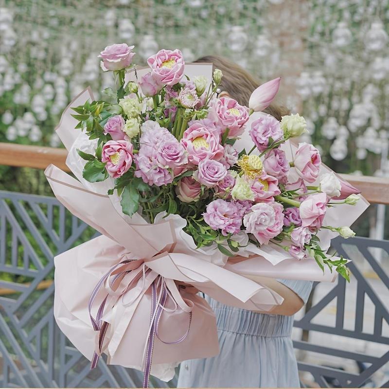 Flower Wrapping Paper Set, 38pcs/set Flower Wrapping Paper, 3D Butterfly and Ribbon, Waterproof Floral Bouquet Packaging Paper, Flower Shop Supplies, Boyfriend Gifts, Men Gifts 2