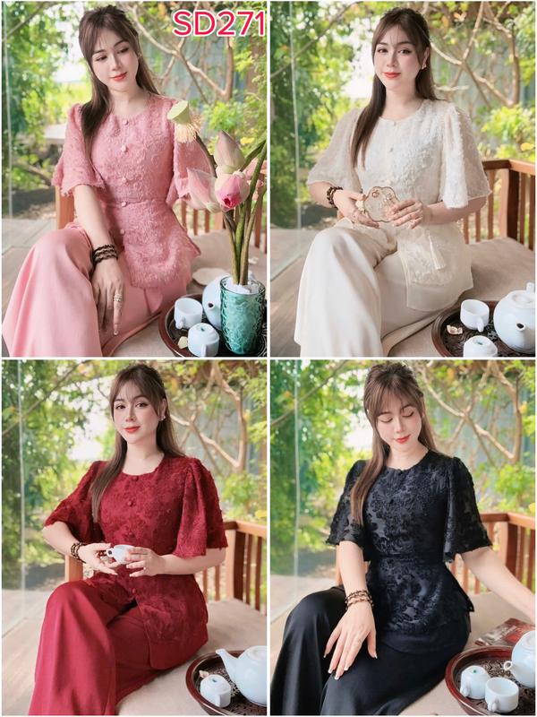 SD271 BÀ BA CÁCH TÂN Pháp Phục Đi Lễ Đồ Lam Đi Chùa