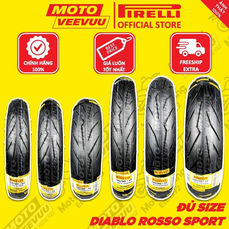 Vỏ lốp xe máy PIRELLI Diablo Rosso Sport đủ size xe ga xe số 60 70 80 90 100 110 120 130 140 150 14 17