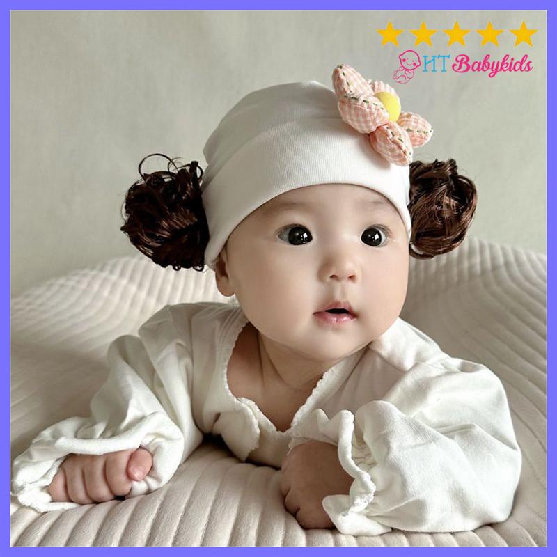 MẪU MỚI Nón Tuban Tóc Giả Hoa Hồng Xinh Cho Bé Gái
