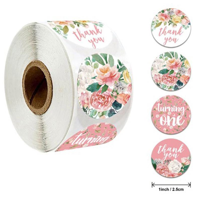 Nhãn Dán "Thank You", 500 Cái / cuộn, Thích Hợp Cho Nhãn Con Dấu, Sổ Lưu Niệm, Nhãn Dán Kraft, Dùng Làm Bánh, Chữ J 4