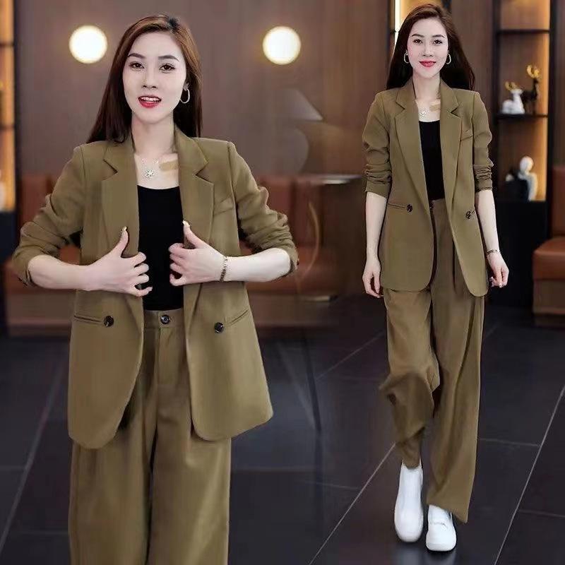 Bộ Đồ Ngoại Cỡ, Chuyên Nghiệp, Hàng Mới Về Mùa Xuân 2025, Dáng Rộng Rãi Và Bó Sát, Áo Khoác Blazer Thường Ngày Quần Ống Rộng, Bộ Hai Mảnh 7