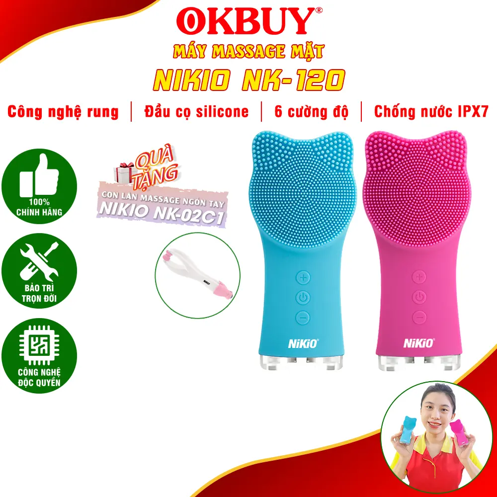 Máy massage mặt, rửa mặt Nikio NK-120 - Thiết bị Skincare