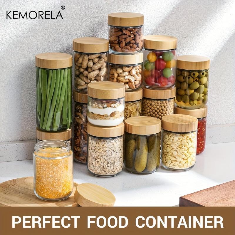 Glass Storage Jar with   Lid, 2/4 Counts Snack Candy Nuts Grain Food Storage Container, Food Preserving Container for Home Kitchen 3